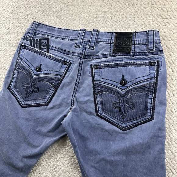 Rock Revival Other - Rock Revival Sycamore Biker Jeans Mens 40x34 Blue Light Wash Skinny Denim Pants